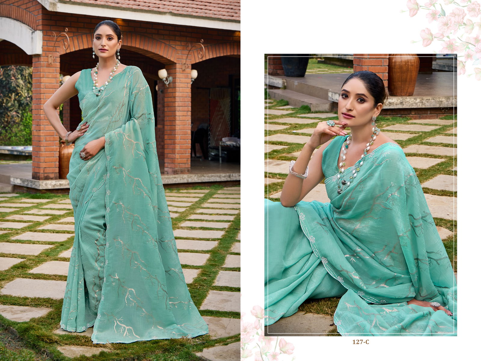 Df 127 A To 127 D Crunchy silk Designer Party Wear Saree Suppliers In India