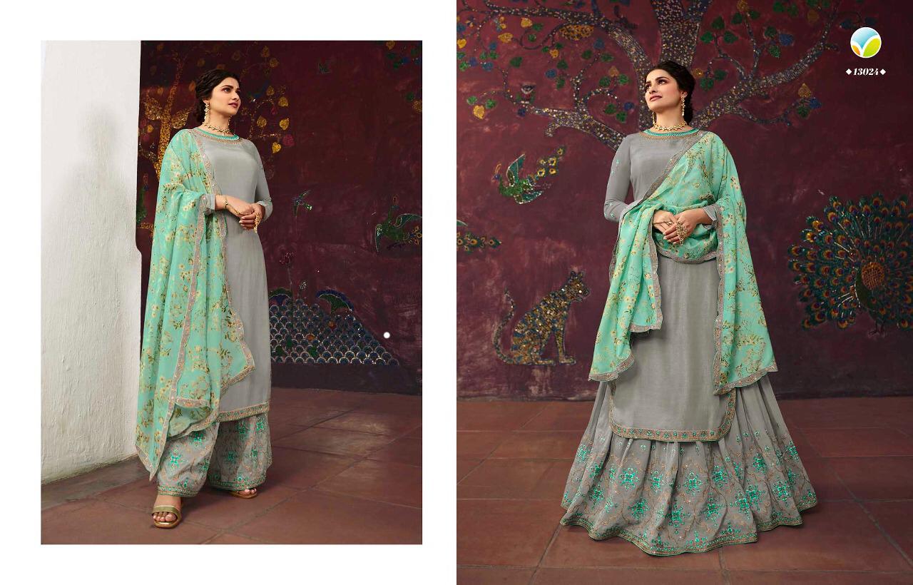 VINAY FASHION LIFE STYLE VOL-3 Designer Wedding Wear Fancy Embroidery  Muslin Satin Top With Printed Silk Georgetta With Embroidery Border Salwar Kameez Collection
