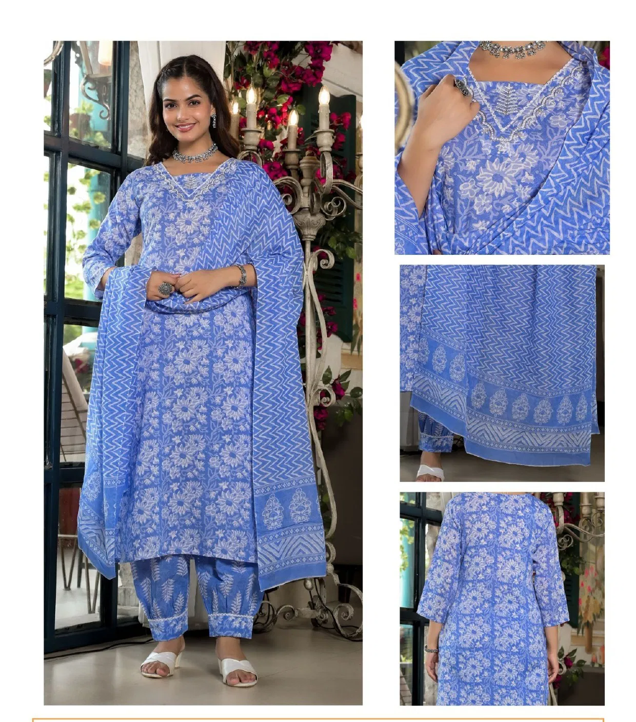 Av Embroidery Straight Cut Kurti With Bottom Dupatta Suppliers In India