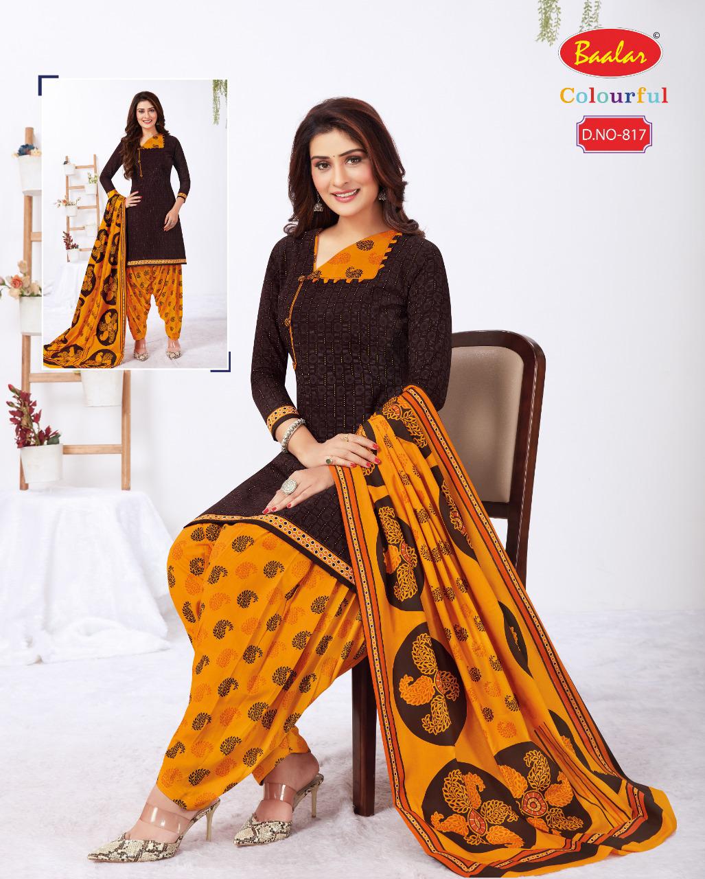 Baalar Colourful 8 Latest Fancy Regular Wear Cotton Printed Readymade Salwar Suit Collection

