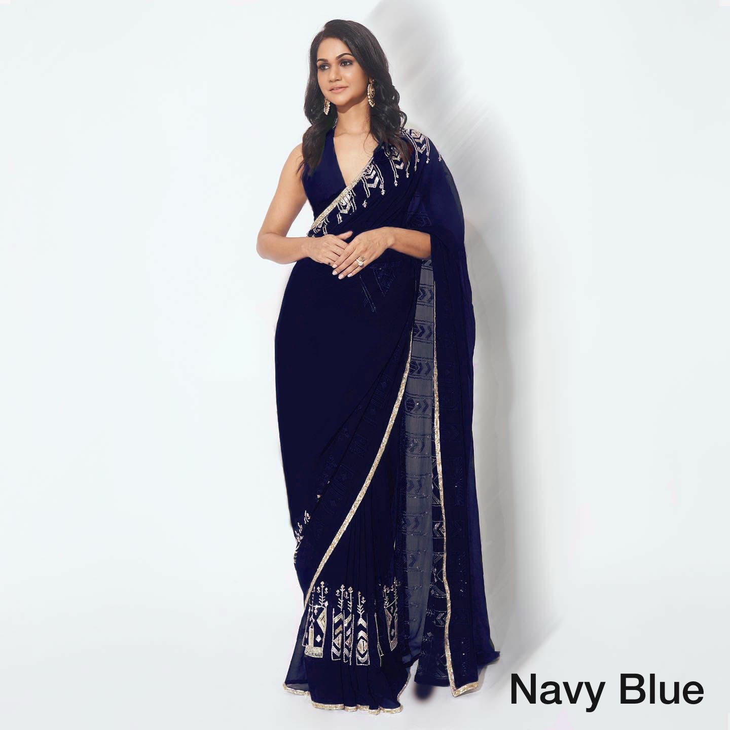 Manish Malhotra New Heavy Party Wear Georgette Stylish Saree Collection