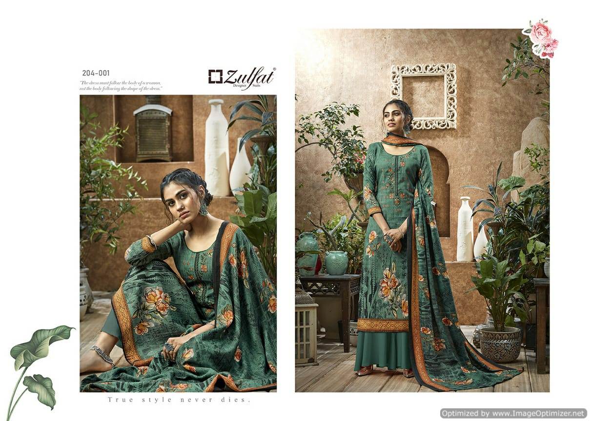 Zulfat Heenaz Latest Designer Printed Casual Wear Dress Material Collection 