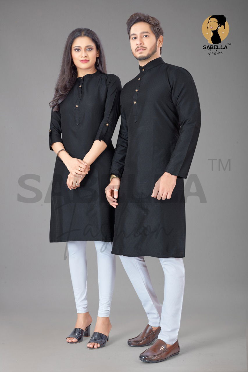 Sabella Couple Kurta 2 Cotton Silk Jacquard Couple Kurta Collection
