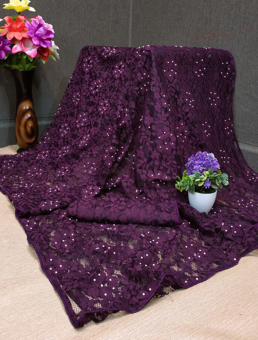 Motichur Latest Heavy Designer Party Wear With Raffle Jequared With Stone Work Stylish Look Saree Collection