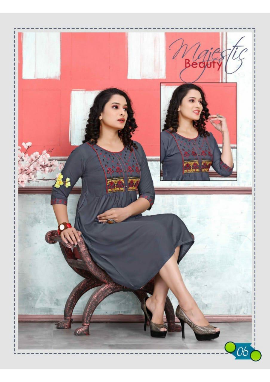 Trendy Orange Latest Fancy Designer Ethnic Wear Heavy Rayon Kurti Collection
