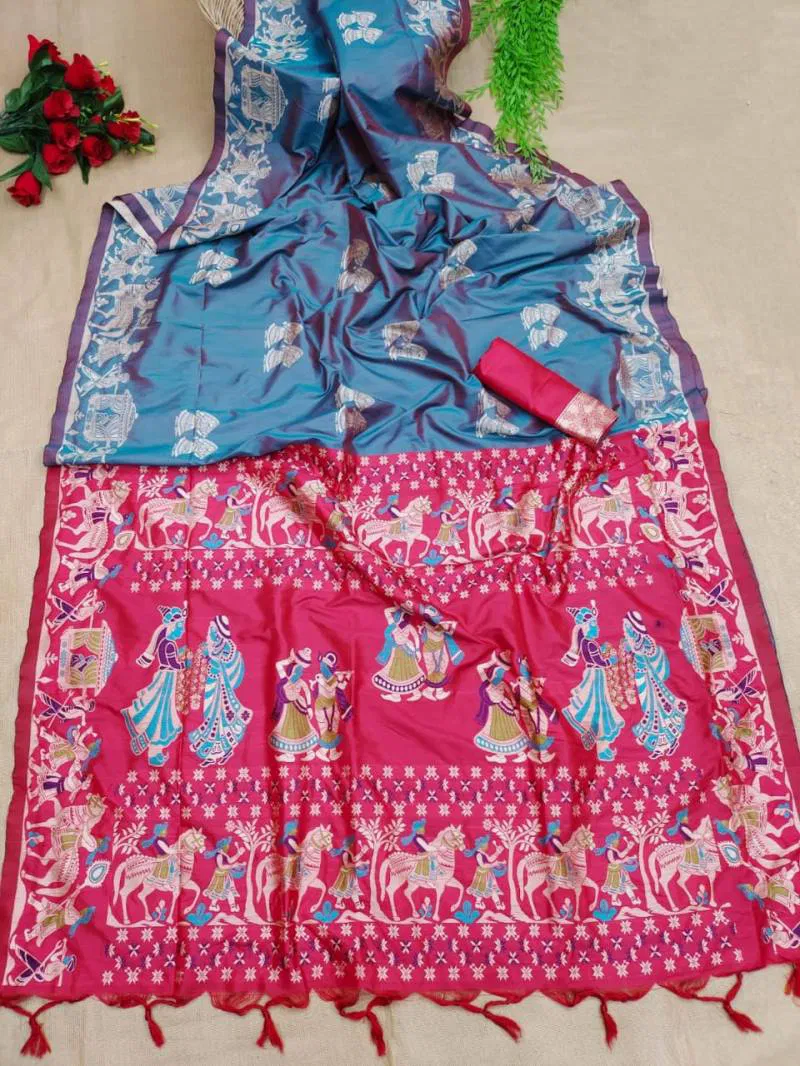 Kc 321 Festive Wear Printed Raw Silk Saree Online Wholesale