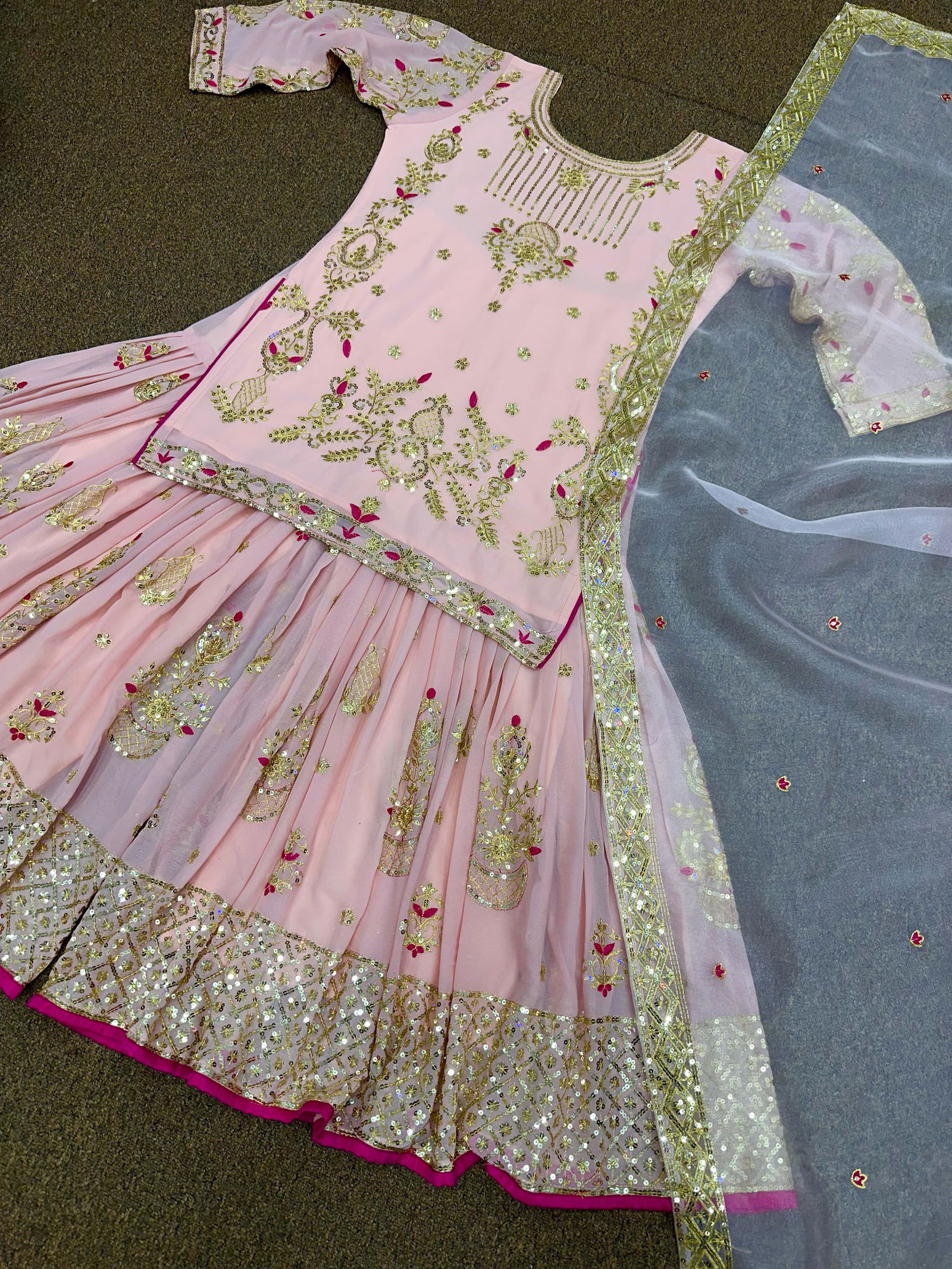 Code 1605 Faux Georgette Online Sharara Suits Wholesale