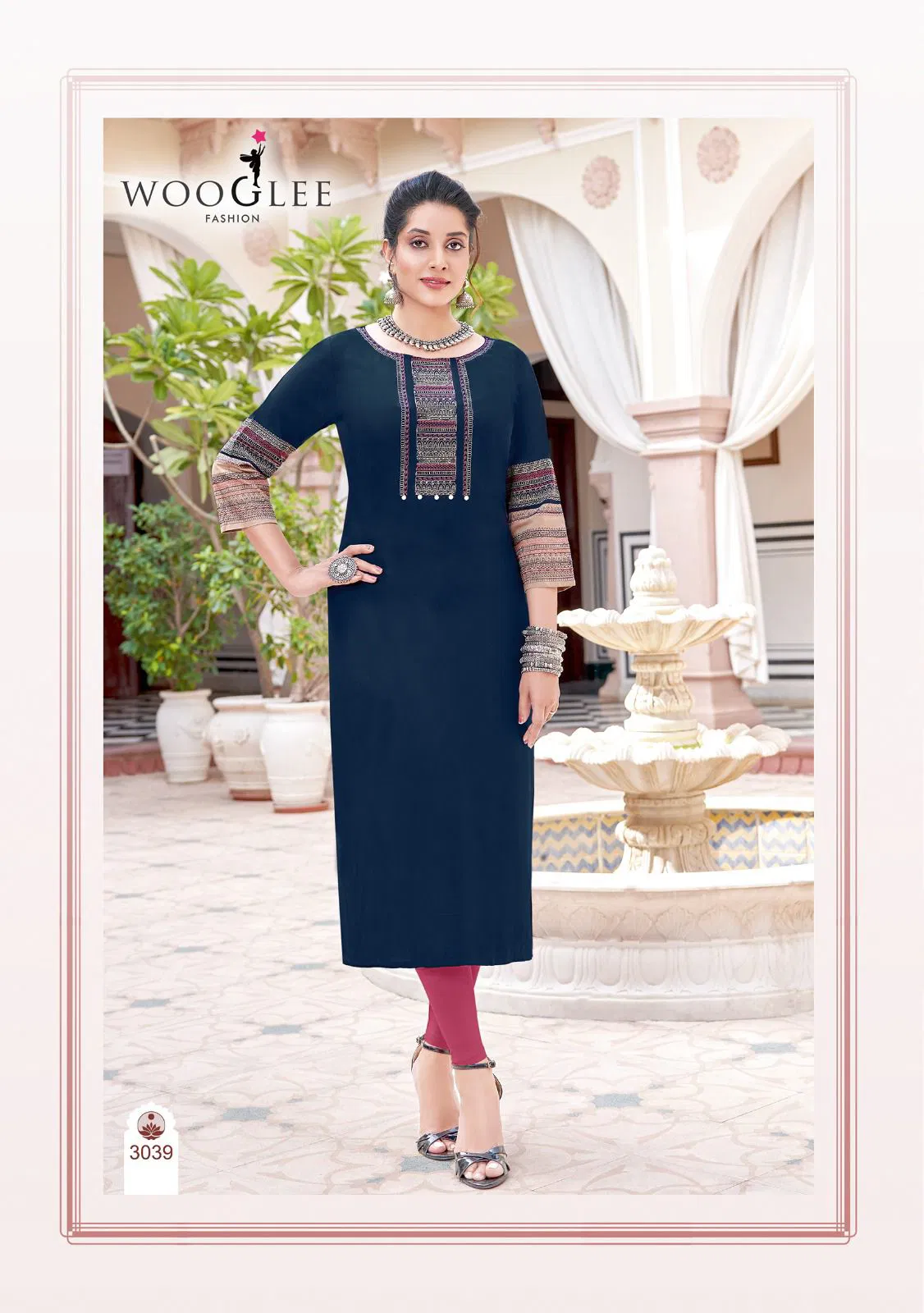 Salonee Vol 8 By Wooglee Rayon Embroidery Kurtis Exporters In India