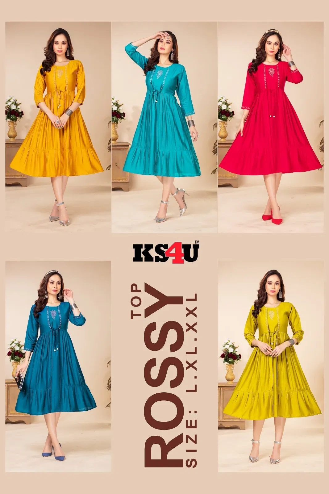 Rossy By Ks4u Plain Designer Anarakali Kurti Wholesale Price In Surat
