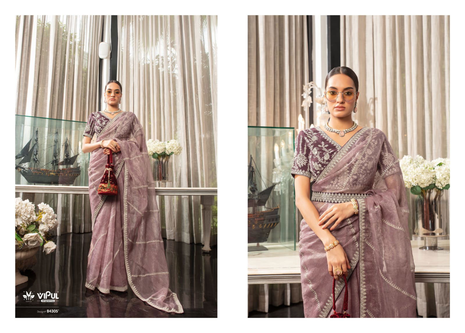Lehar By Vipul Organza Designer Sarees Exporters In India
