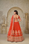 Rust colour Silk With Zari Work Lahenga With Blouse And Dupatta Wholesale Suppliers In India KF 2102