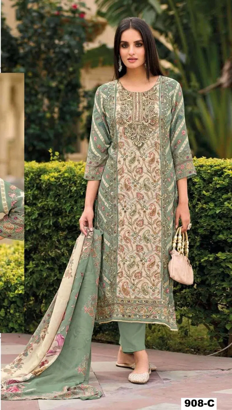 Super Hit 908 A To D Digital Printed Masleen Salwar Suits Wholesale Market In Surat With Price