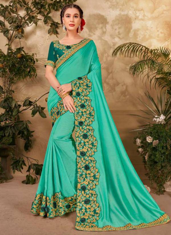 Kalista Fashion Century Vol 3 Vichitra Silk Designer Party Wear Heavy Embroidery Work Saree Collections