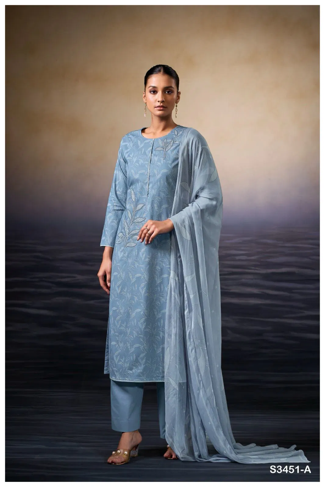 Kaczie 3451 By Ganga Cotton Printed Embroidery Dress Material Orders In India