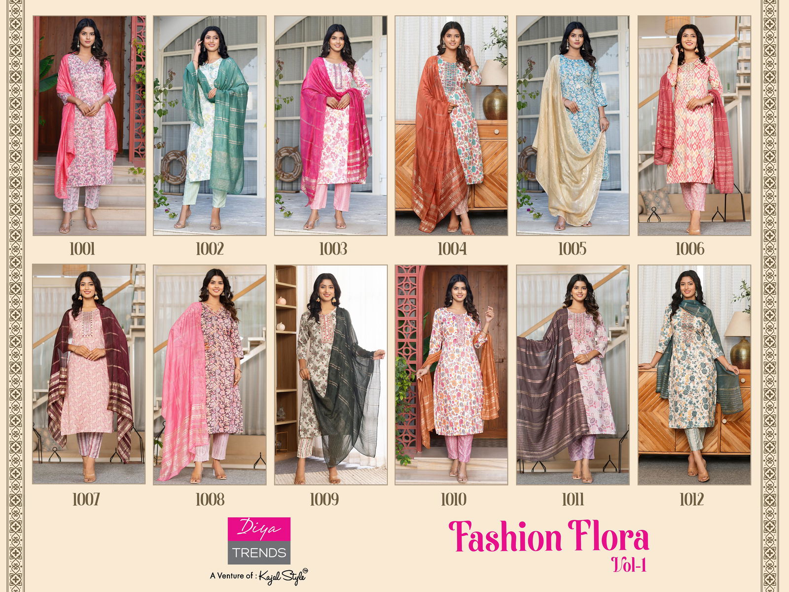 Fashion Flora Vol 1 By Diya Trends Fancy Kurti With Bottom Dupatta Wholesale Online