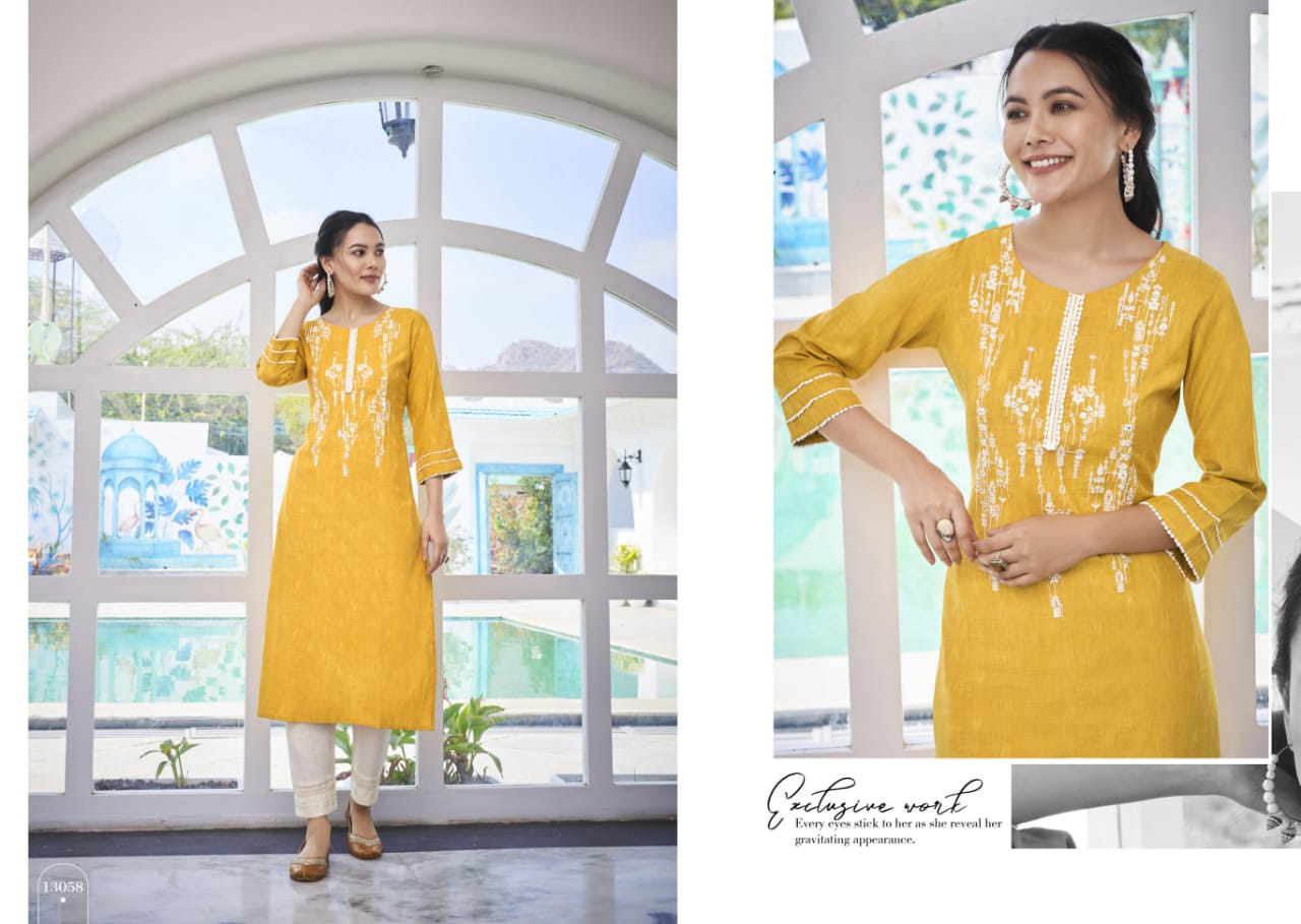Kalaroop Oreo Fancy Designer Ethnic Wear Rayon Embroidery Kurti Collection
