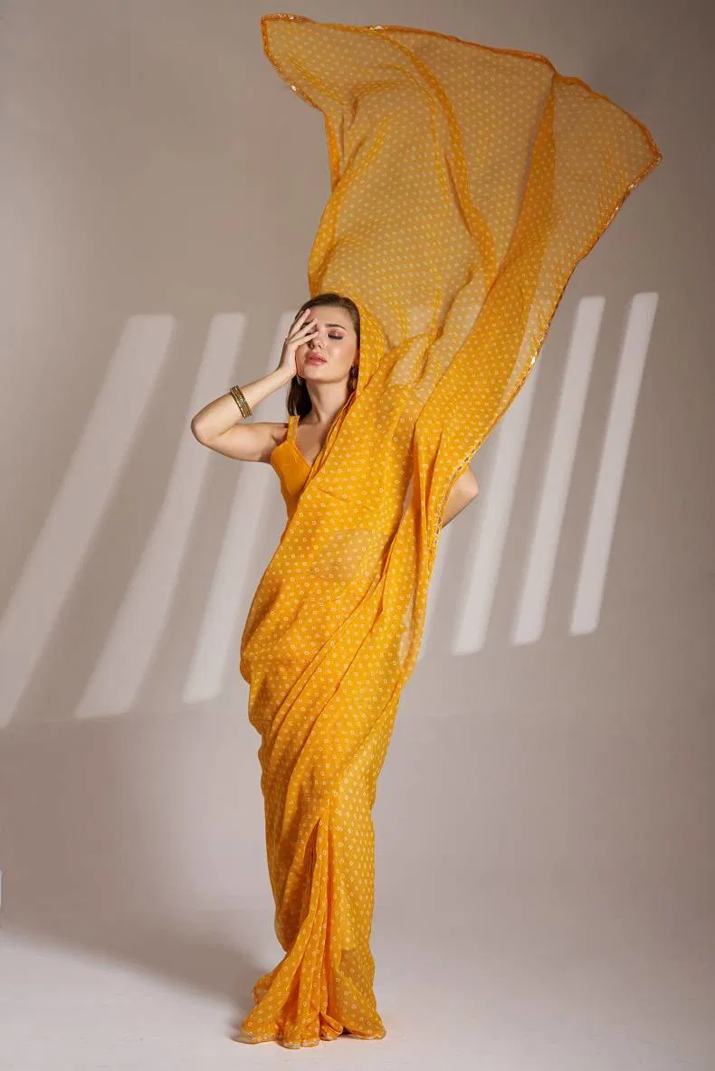 Ziva 42 Beautiful Bandhani Printed Georgette Saree Wholesalers In Delhi