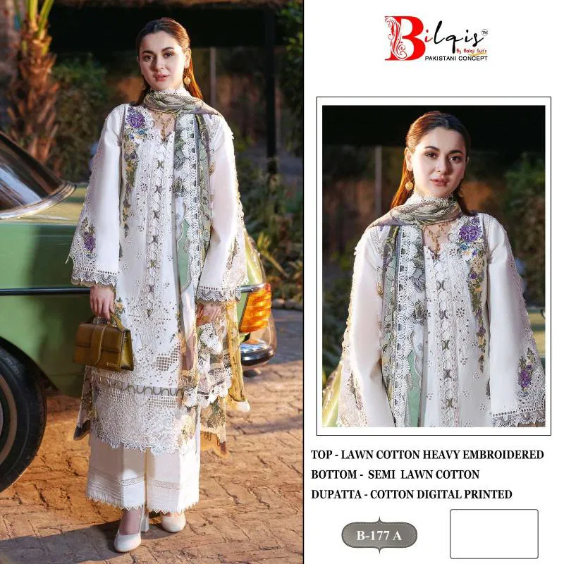 Bilqis B 177 Lawn Cotton Pakistani Salwar Kameez Wholesale Market In Surat

