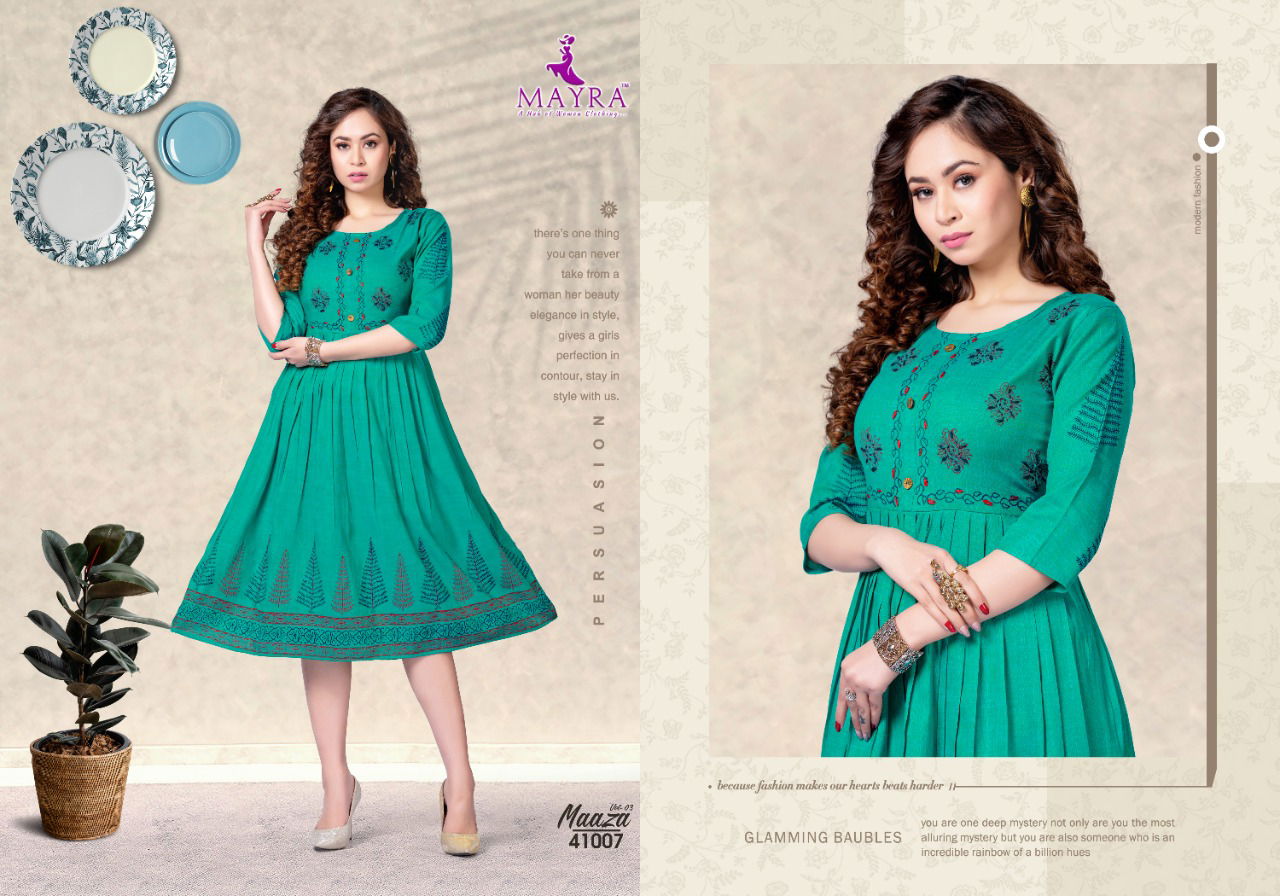 Mayra Maaza 3 Latest Designer Ethnic Wear Rayon Anarkali Kurti Collection
