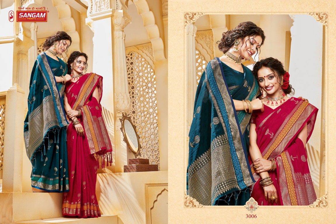 Sangam Indian Latest Fancy Festive Wear Designer Handloom Cotton Saree Collection
