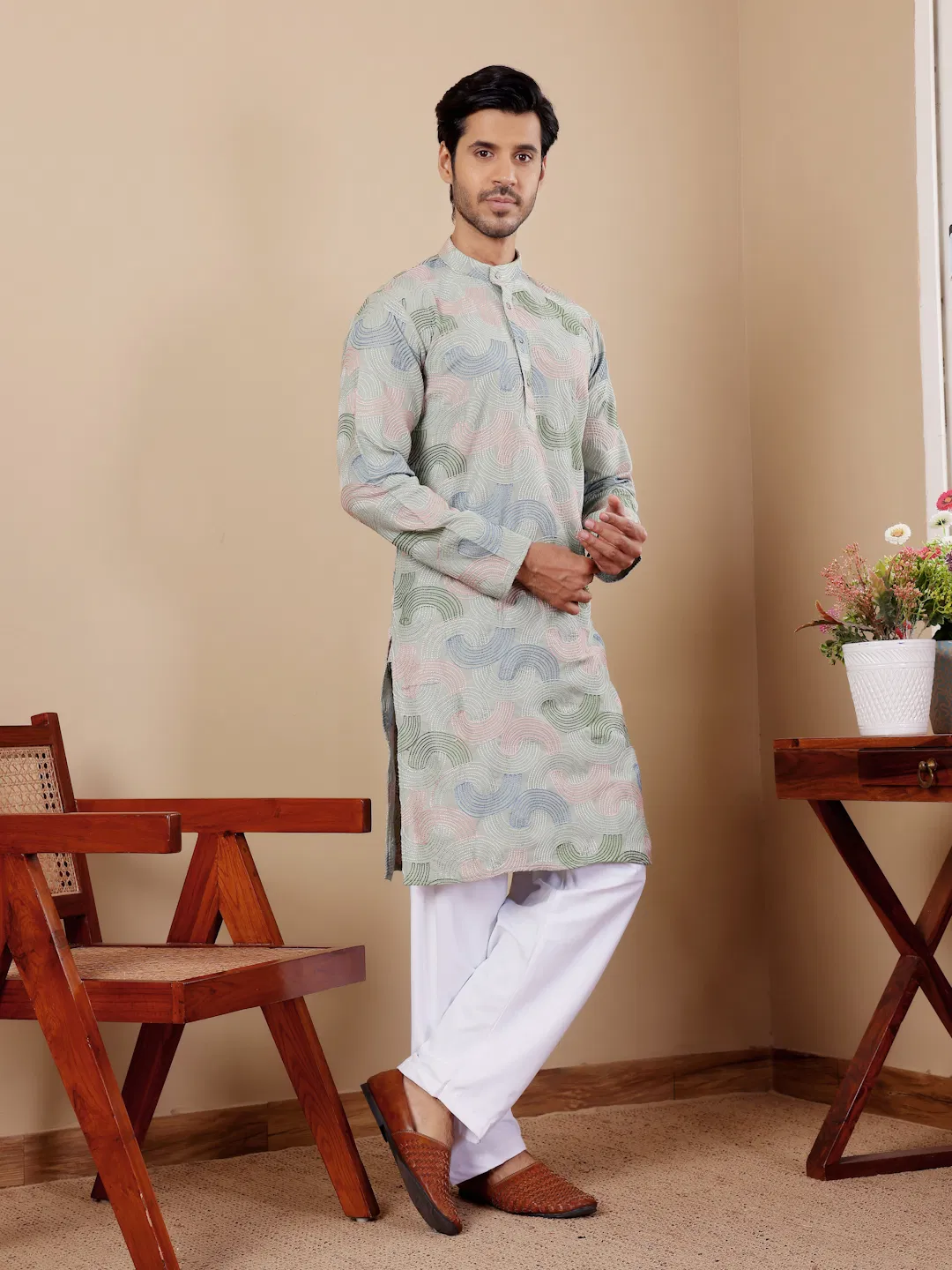Rw Linen With Embroidered Work Kurta Pyjama Wholesale Suppliers In Mumbai