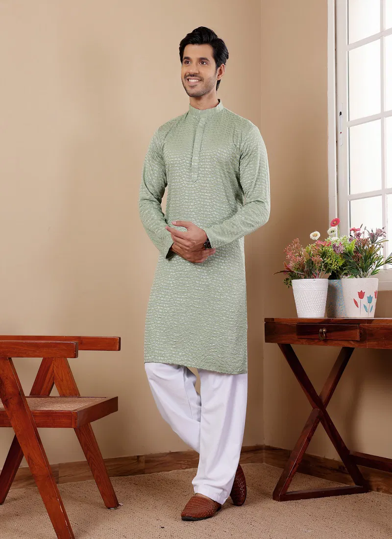Rw Viscose Chikankari Work Kurta Pyjama Wholesale Suppliers In Mumbai