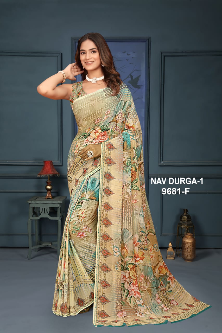 Nav Durga 1 By NP Weightless Printed Saree Suppliers In India