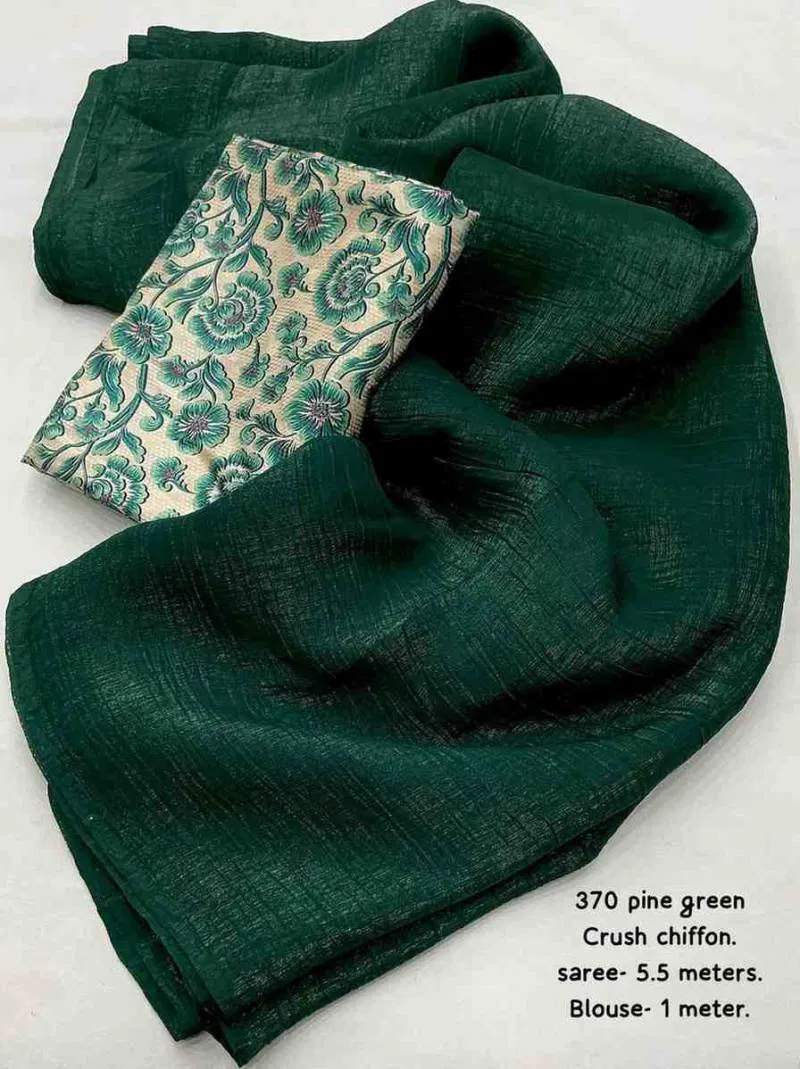 Kc 615 Crush Chiffon Solid Plain Saree Wholesale Market In Surat With Price