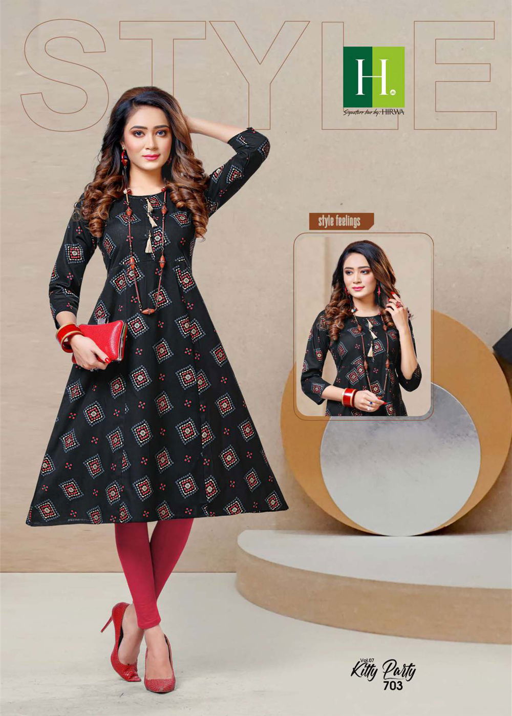 Hirwa Kitty Party 7 Latest Fancy Designer Casual Wear Bandhani Printed Designer Kurtis Collection
