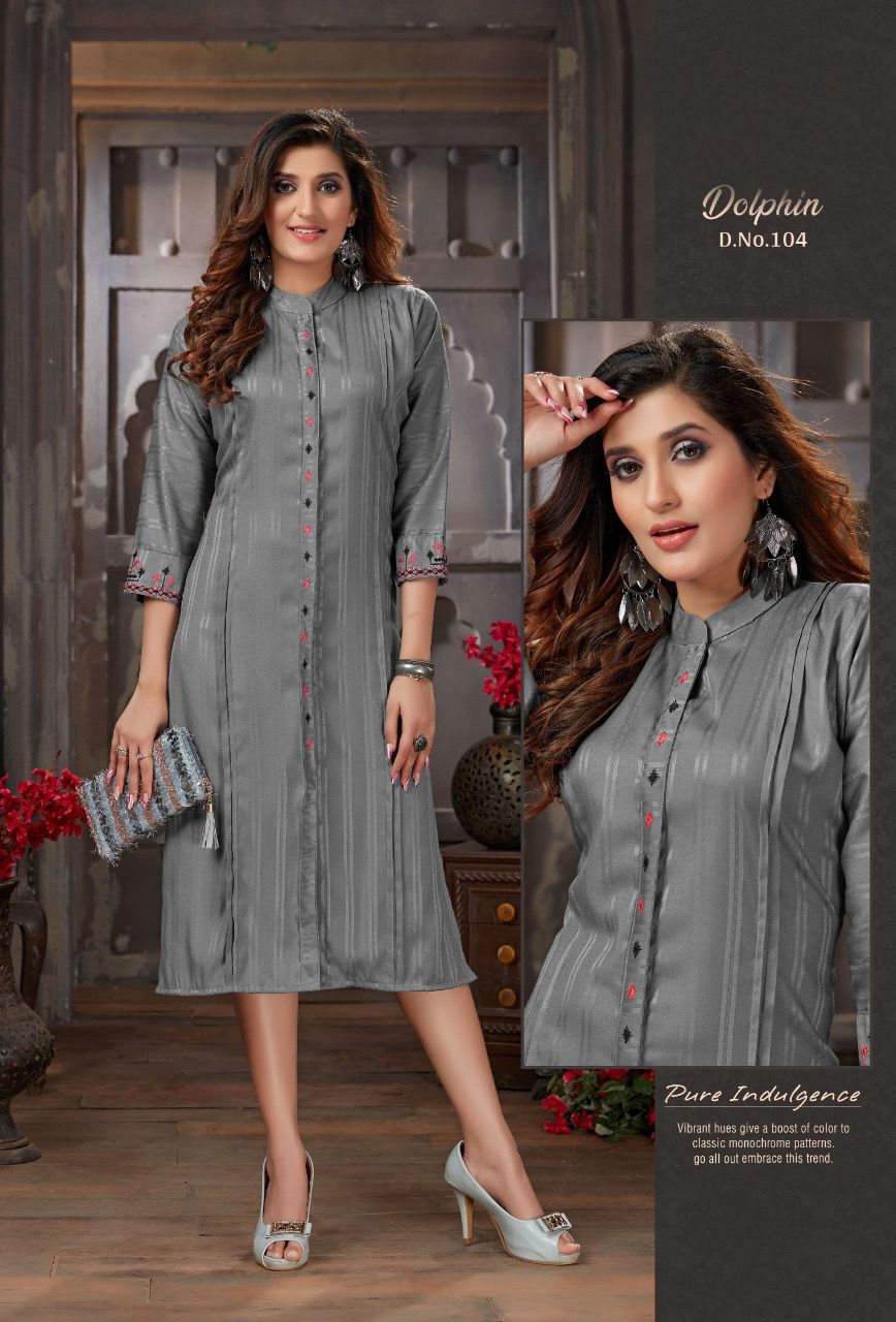 Dolphin 01 New Designer Party Wear Rayon Desihner Kurti Collection