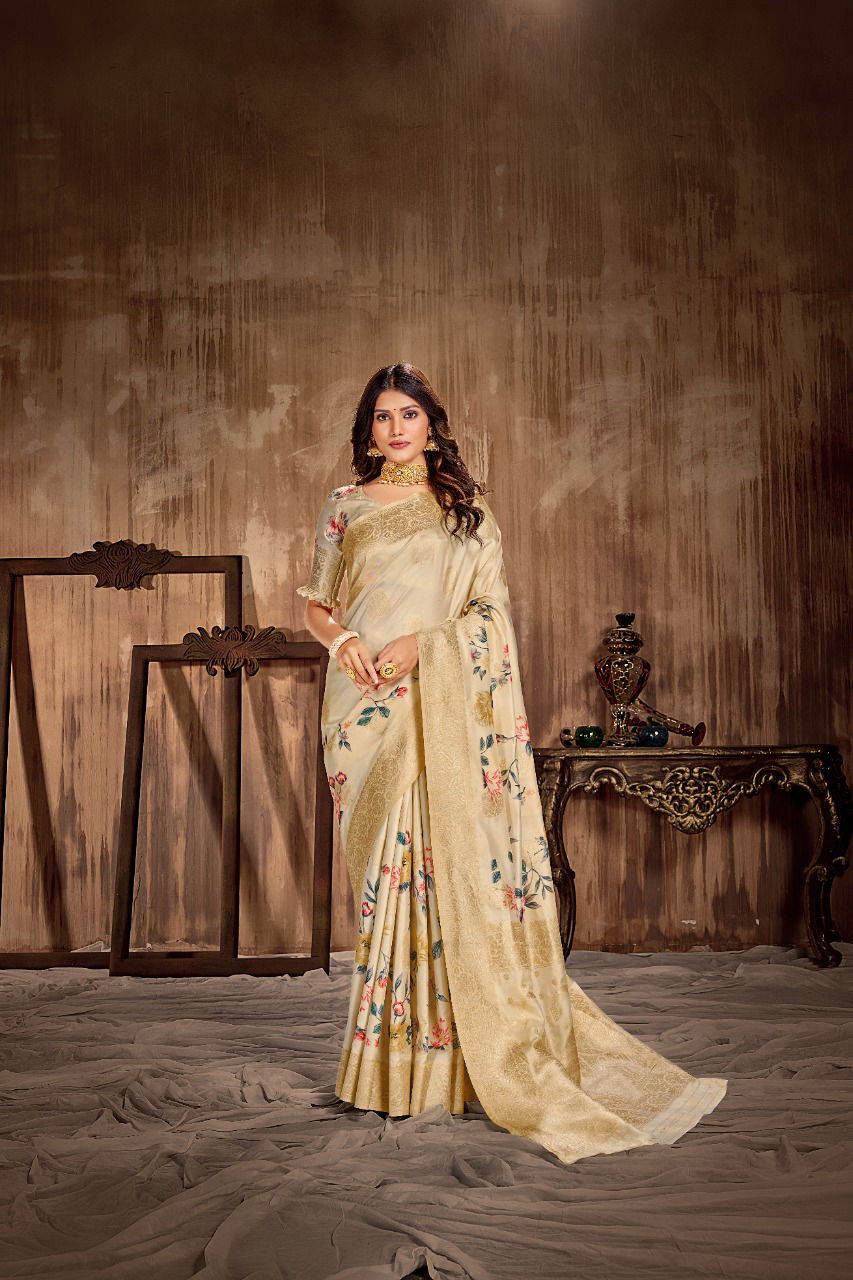 Rajyog Anjali Latest Designer Fancy Festive Wear Silk Digital Printed Silk Sarees Collection
