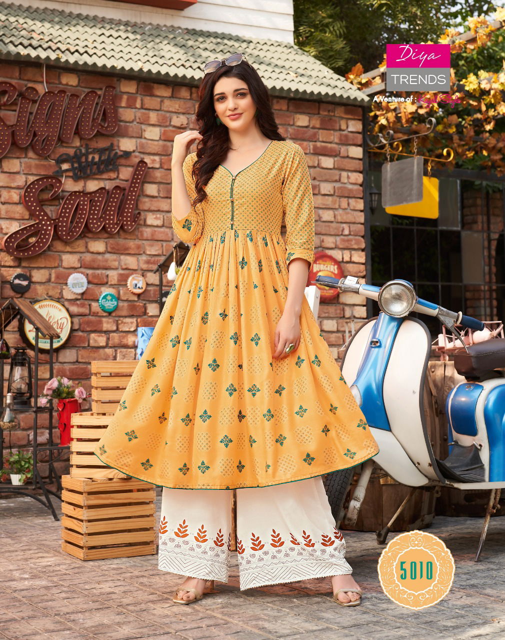 Ethnicity 5 Latest Designer Heavy Festive Wear Long Gown Style Rayon And Embroidery Work Long Kurtis Collection
