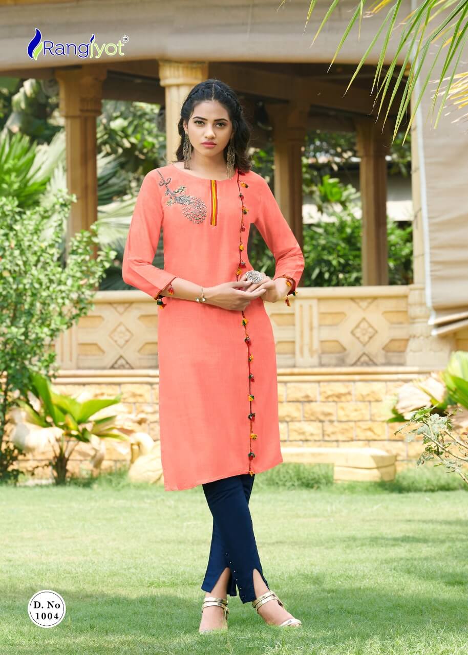 Rangjyot Kaaya Latest Fancy Designer Ethnic Wear Rayon Designer Rayon Kurti Collection
