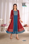 Trisha By Blue Hills Rayon Anarkali Kurtis With Classic Neck Wholesale Price In Surat