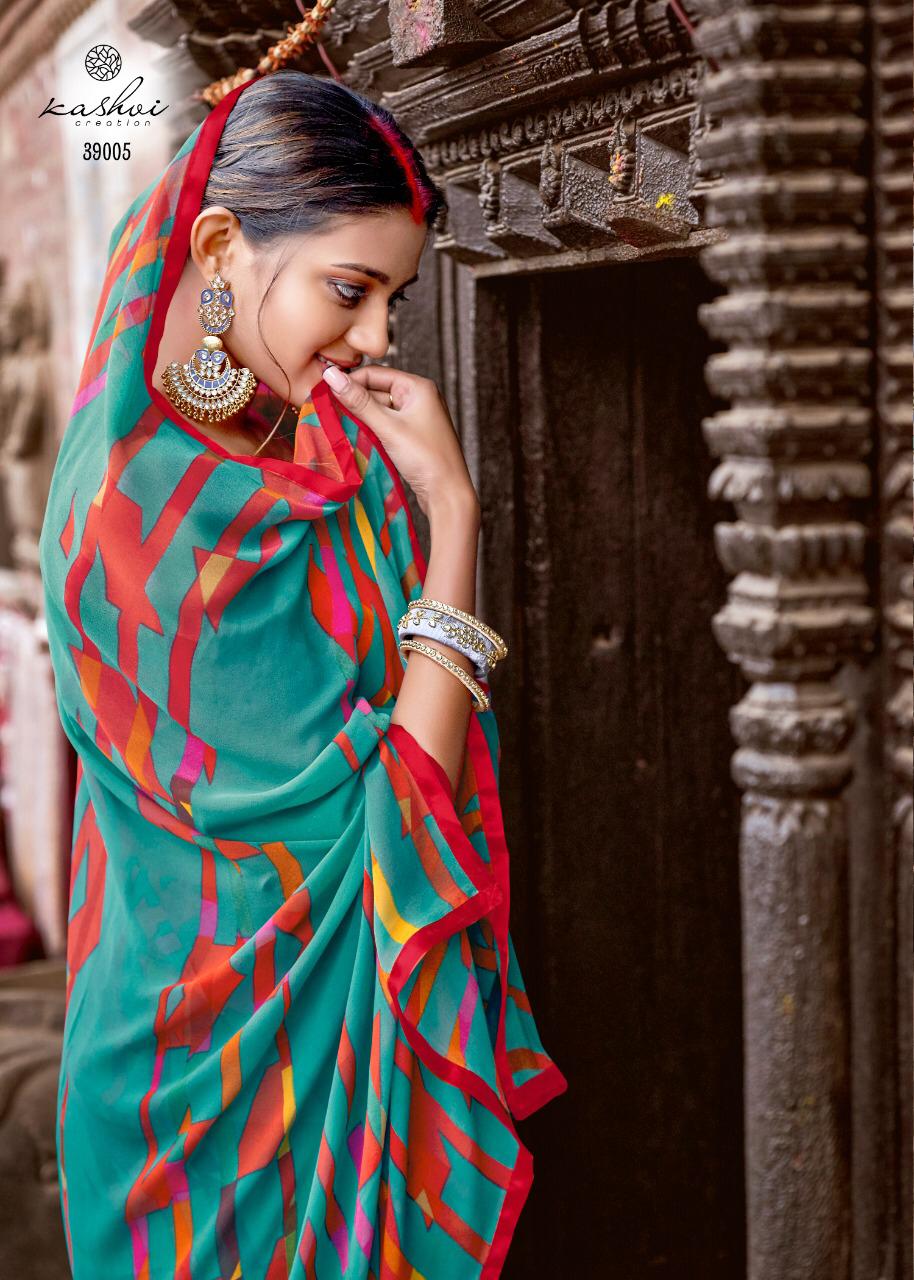 KASHVI DHWANI Latest fancy Designer Casual wear Printed  Georgette With Fancy Border Saree Collection