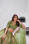 Mehendi Colour Banarsi Silk Lahenga With Blouse And Dupatta Wholesale Suppliers In Mumbai Kf 2151