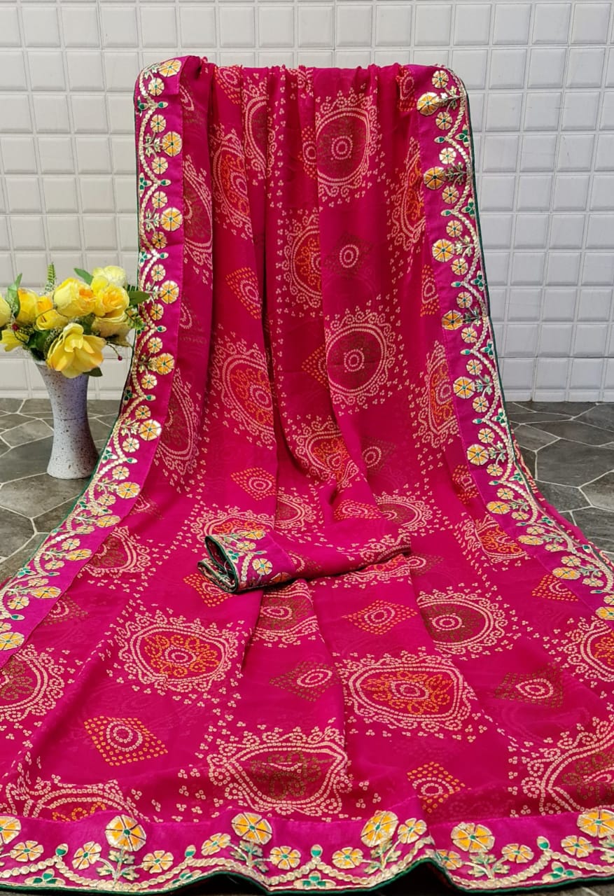 Mahek 4 Latest Designer Heavy Bandhani Printed Georgette Saree Collection 