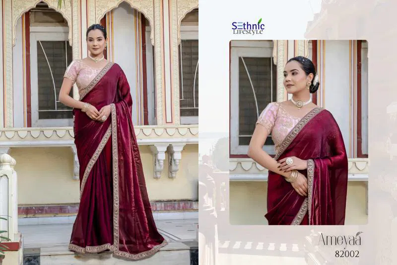 Ameyaa By Sethnic Satin Occasion Wear Saree Wholesale Shop In Surat