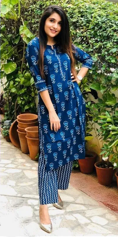 Pure Cotton Kurtis 2 Latest Designer Fancy Printed Size Set Kurtis With Bottom  Collection