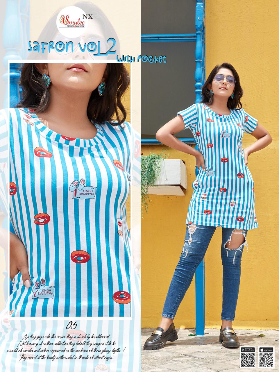 Smylee Safron 2 Sinker Hosiery cotton Night Wear Comfortable T-shirt Collection
