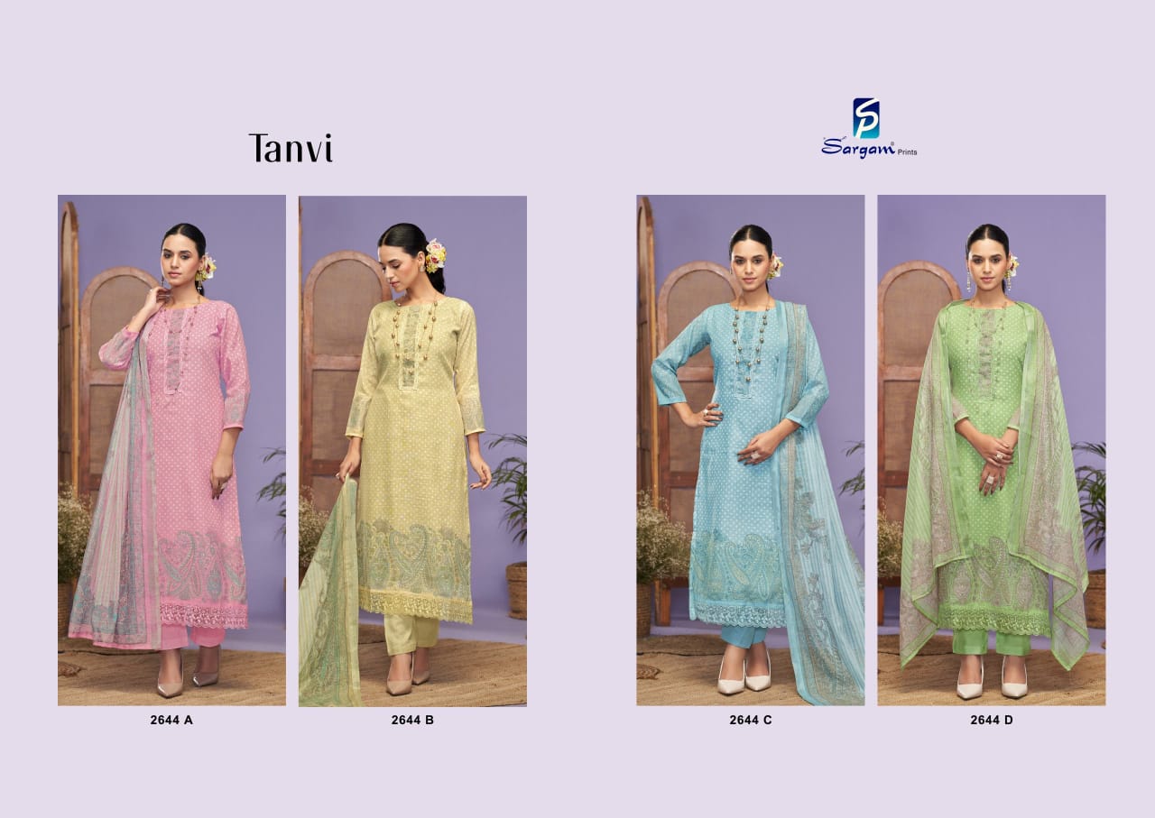Tanvi by Sargam Lilen Printed Embroidery Salwar Suit Exporters In India