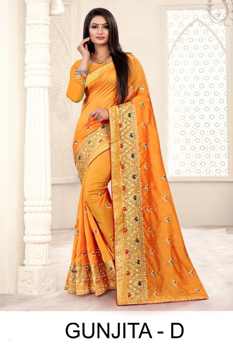 Ronisha Gunjita Latest Heavy Embroidery Worked Designer Festival Wear Art Silk Saree Collection