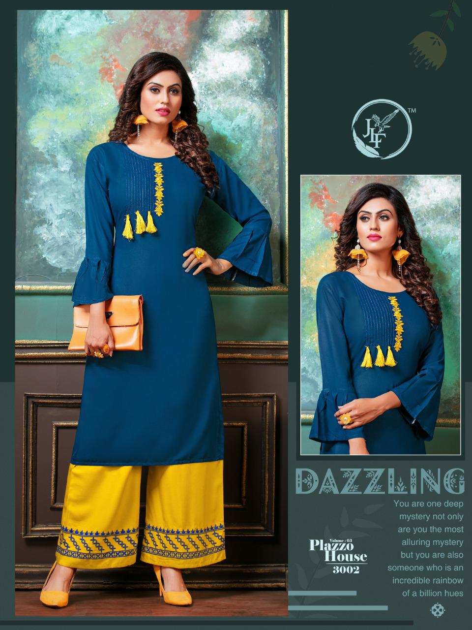 JLF Plazzo House Vol 3 Designer Collection Of Kurti With Plazzo 