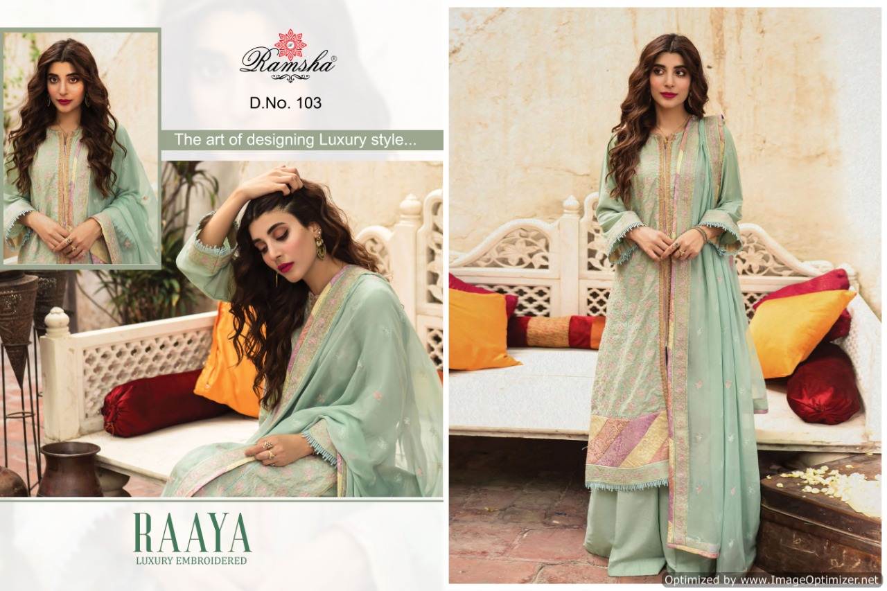 Ramsha Raaya Latest Heavy Designer Festive Wear Jam Silk  with heavy Embroidery work Salwar Suit Collection 