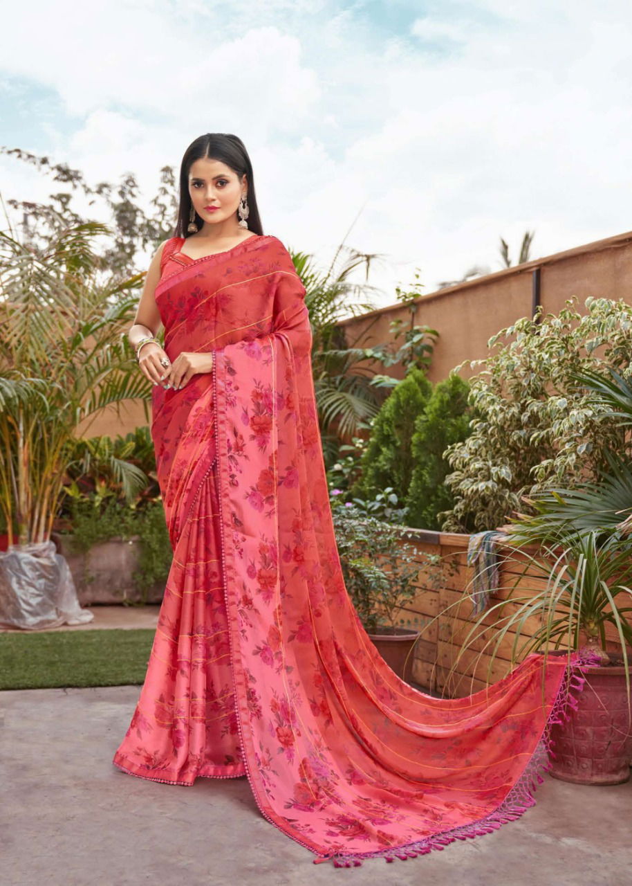 MANSAROVER SURAHI Latest Fancy Casual Wear Moss chiffon zari with Kangri Chitin Border And American Blouse Collection