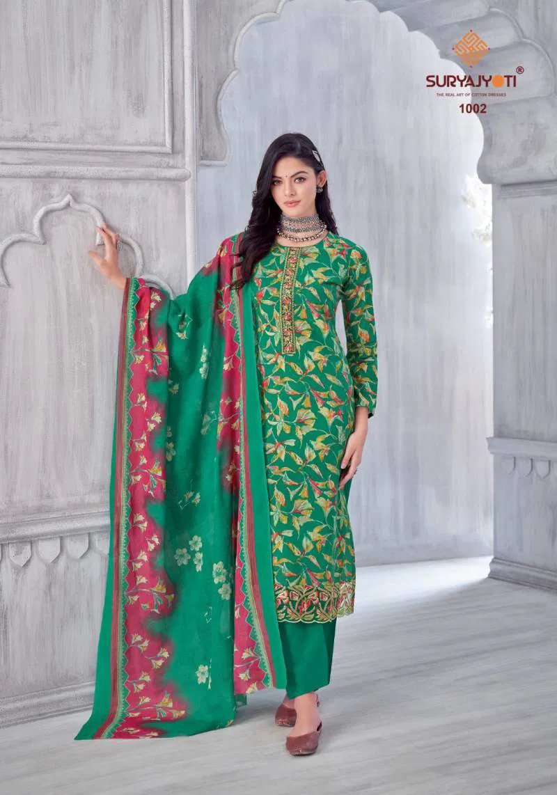 Kia Vol 1 by Suryajyoti Lawn Foil Printed Dress Material Exporters In India