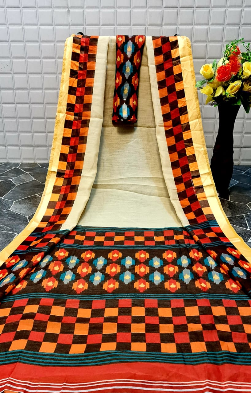 Mahek 3 Latest Daily Wear Casual Wear Printed Linen Cotton Saree Collection 