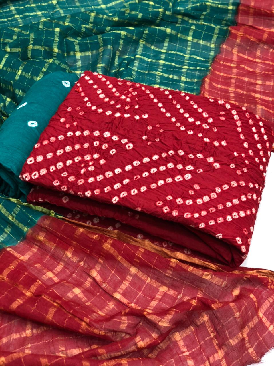 Satin Bandhej 2 Latest Fancy Designer Casual Wear Bandhani Heavy Jam Cotton Dress Material Collection
