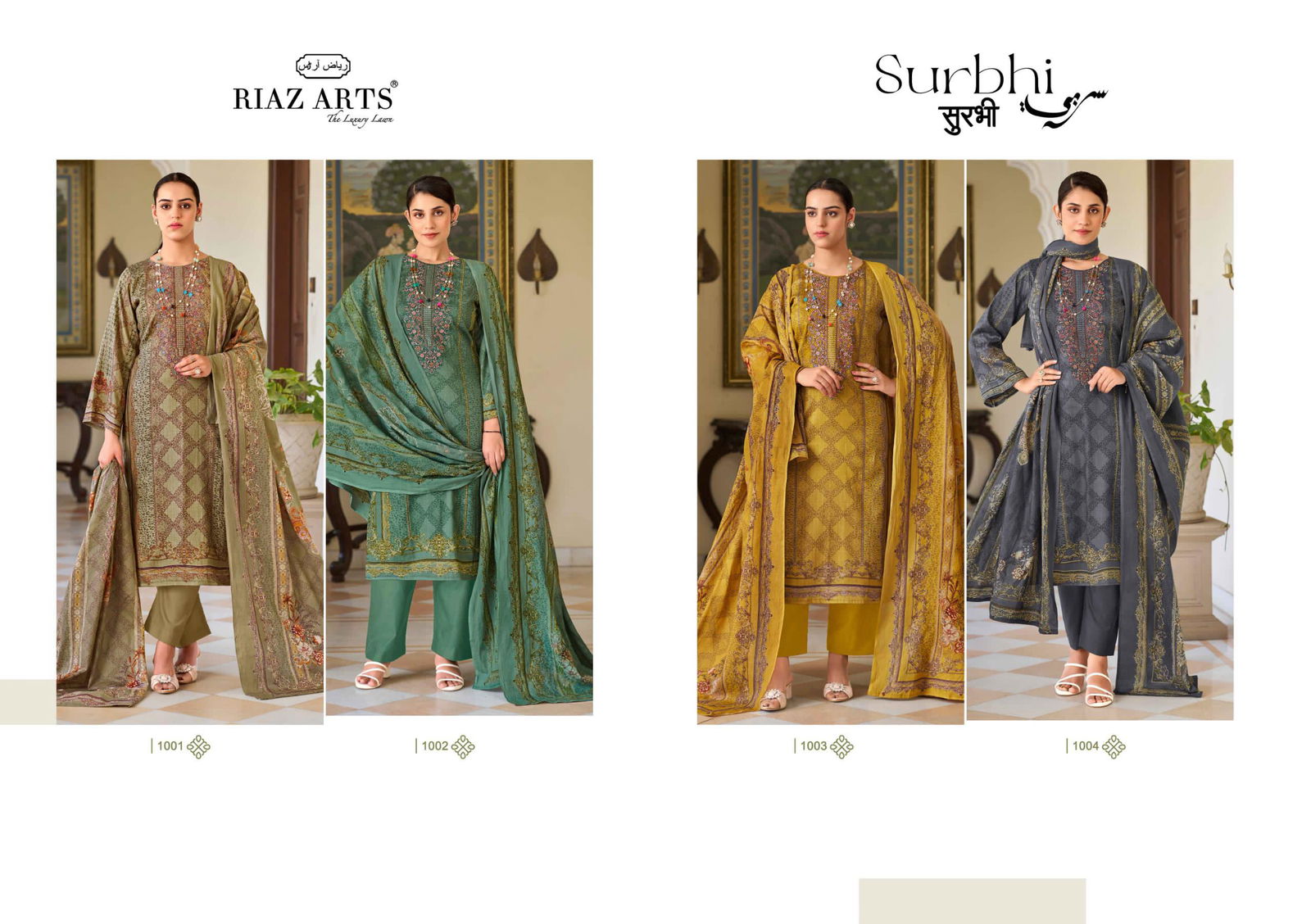 Surbhi By Riaz Arts Karachi Lawn Camric Printed Dress Material Exporters In India