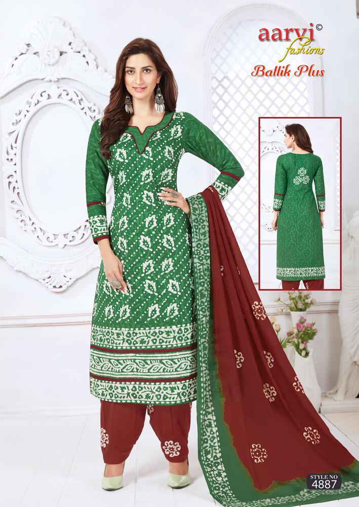 Aarvi Batik Plus Vol 1 Latest Regular Wear Printed Cotton Dress Material With Mal Mal Dupatta 